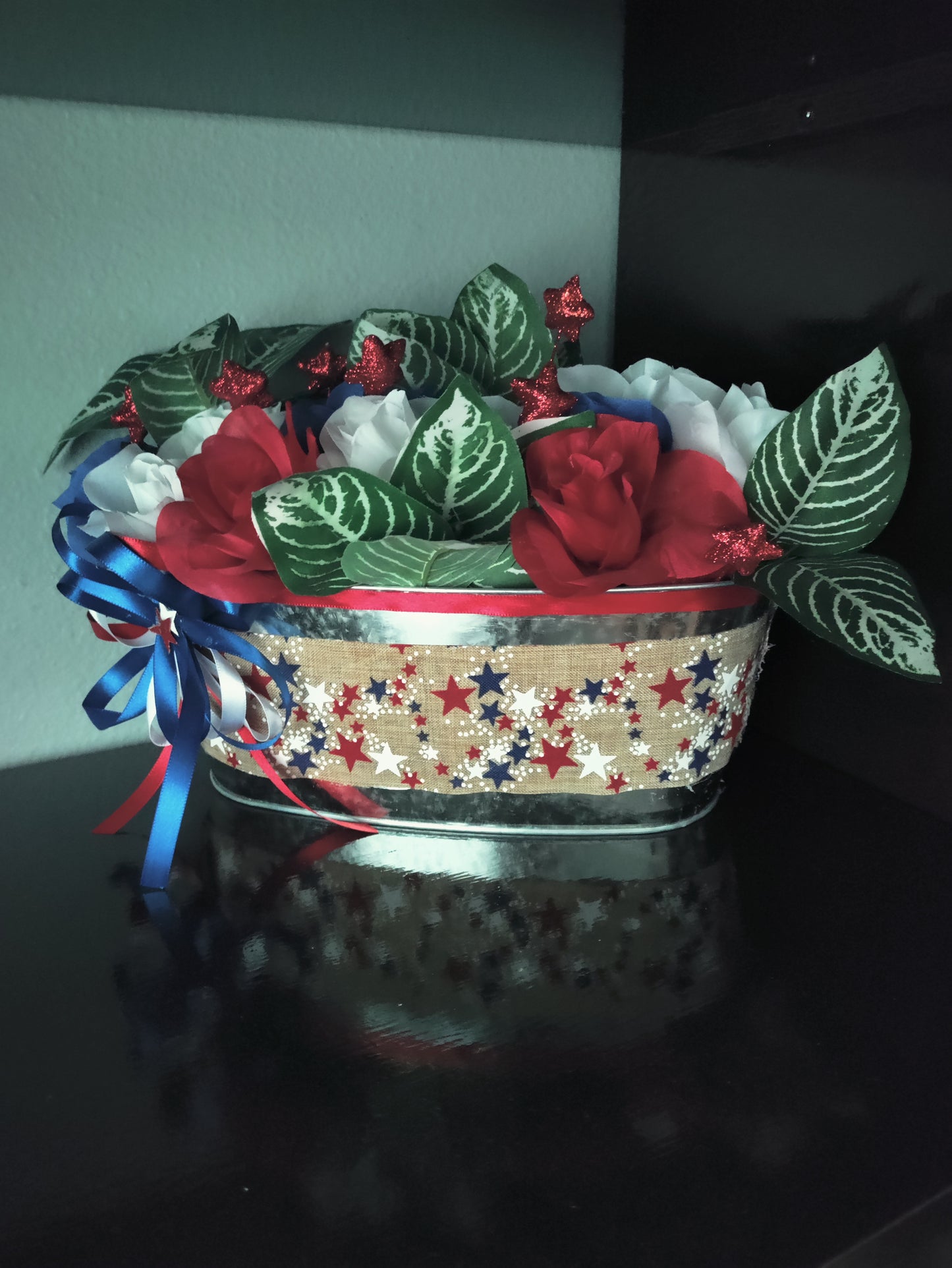 Red, White, and Blue Flower Planter