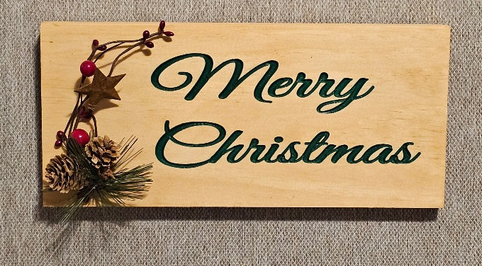 Pecan With Green Country Merry Christmas Sign A.